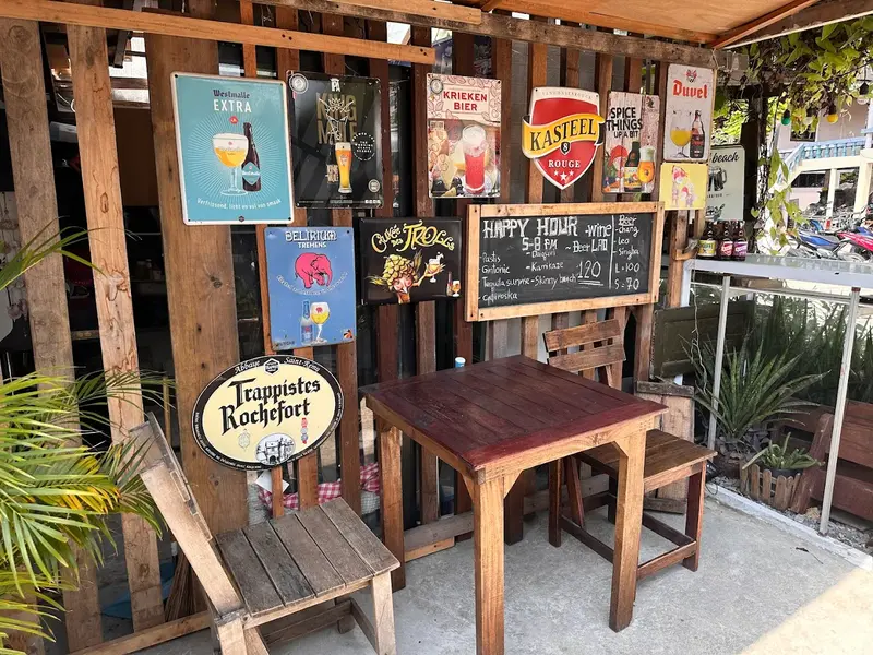 Belgian beer signs and happy hour board